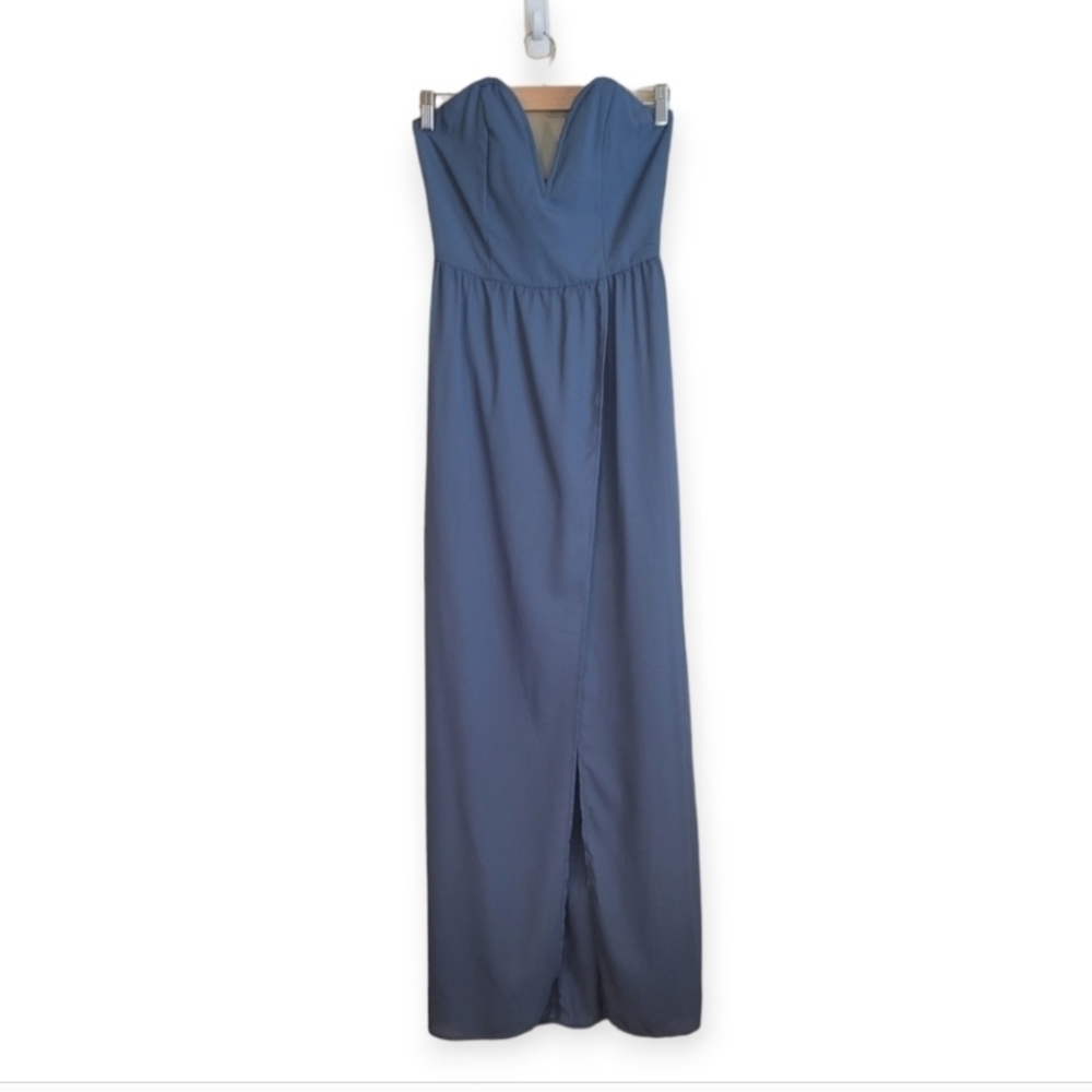 TOBI Krystal Light Blue Strapless Maxi Dress Size Small - Picture 3 of 11